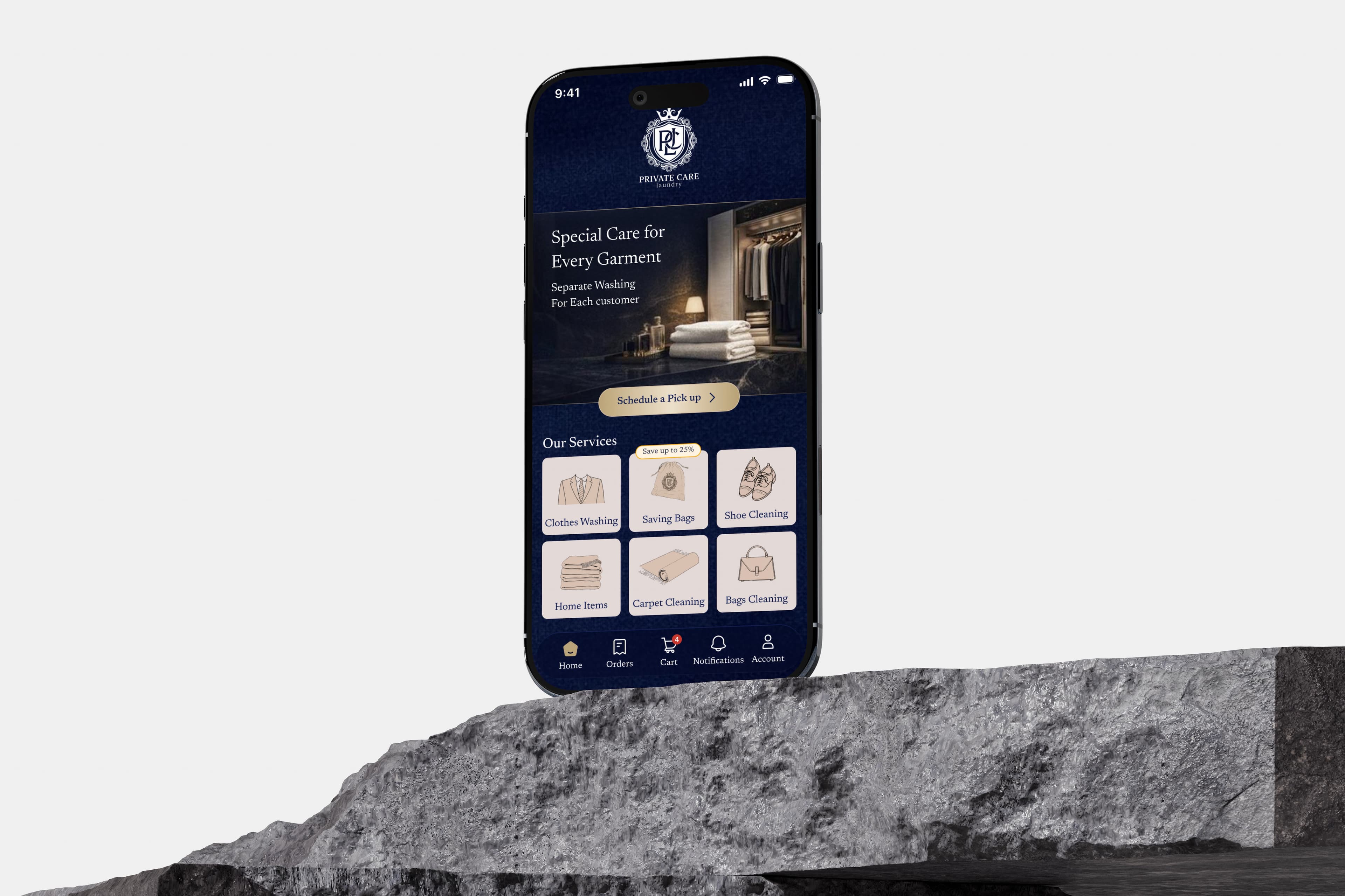 Private Care app on phone